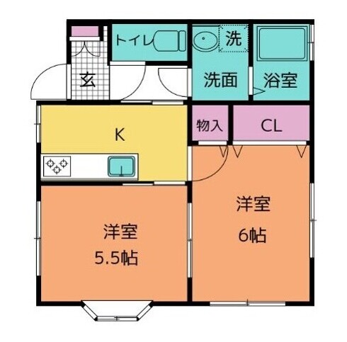 山形市落合町のアパートの間取り