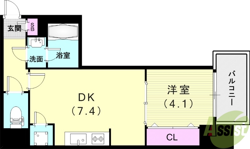 【尼崎市昭和南通のマンションの間取り】