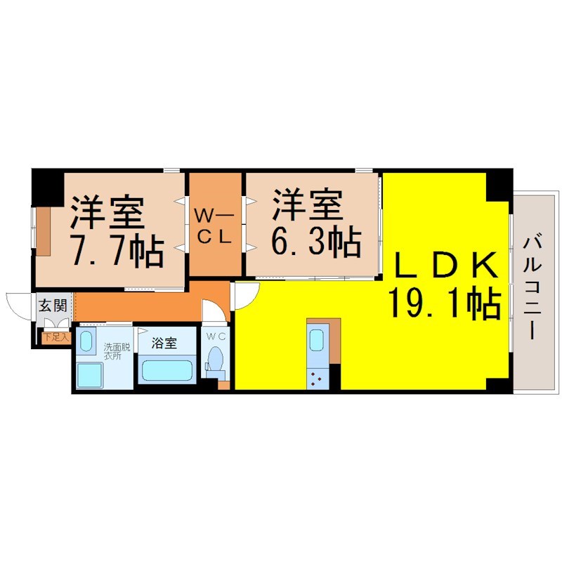 名古屋市熱田区伝馬のマンションの間取り