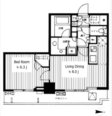 新宿区東五軒町のマンションの間取り