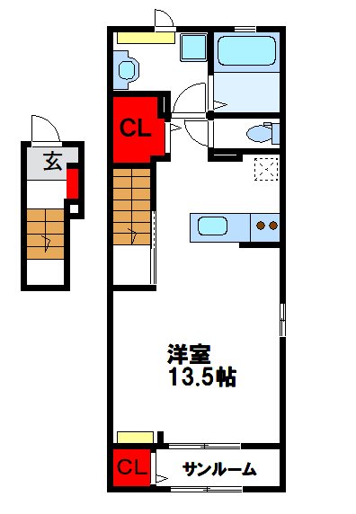 福津市福間南のアパートの間取り