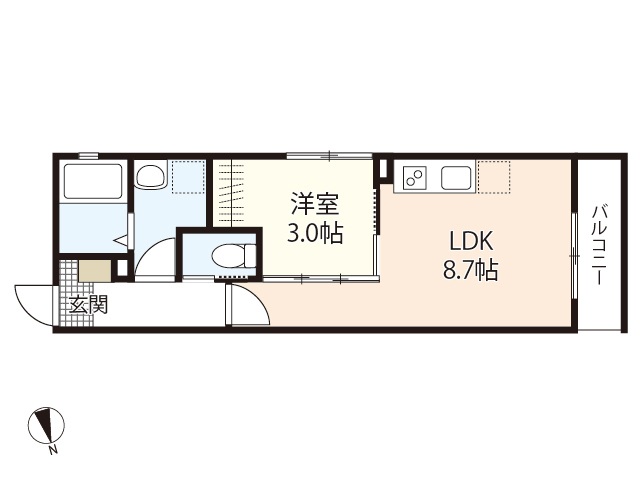 広島市中区江波本町のアパートの間取り