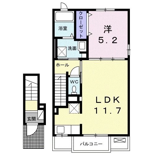 仙台市青葉区愛子中央のアパートの間取り