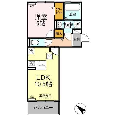 熊本市東区下南部のアパートの間取り