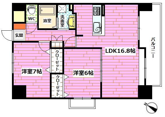 広島市安佐南区長楽寺のマンションの間取り