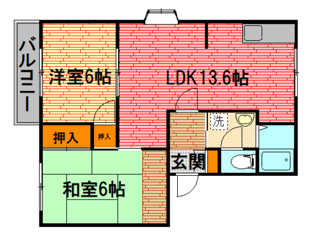 三次市十日市東のアパートの間取り