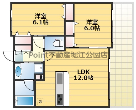 大阪府大阪市西区南堀江３の賃貸マンションの間取り