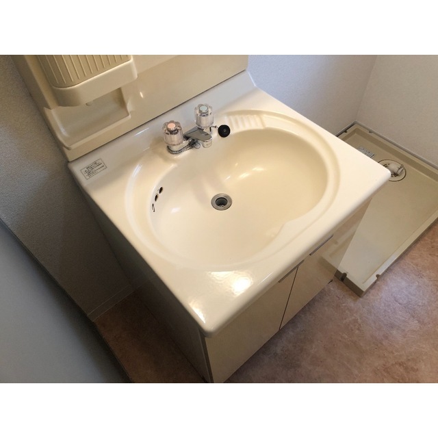 洗面設備　スペースが確保できる洗面所です