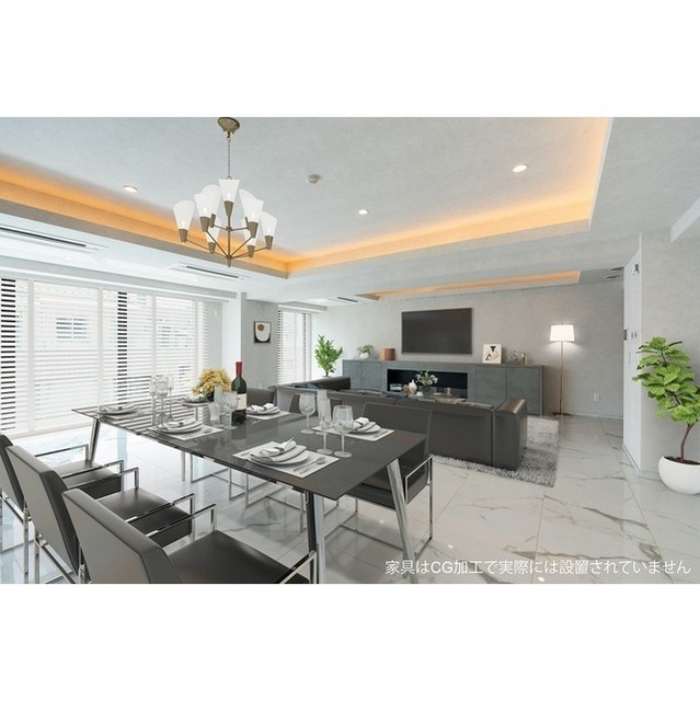 居室・リビング　家具・調度品等はＣＧ　加工です。実際の賃貸住居　には含まれま