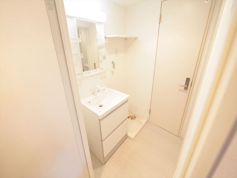 洗面設備　脱衣所　独立洗面台（シャンプードレッサー付）収納スペース有