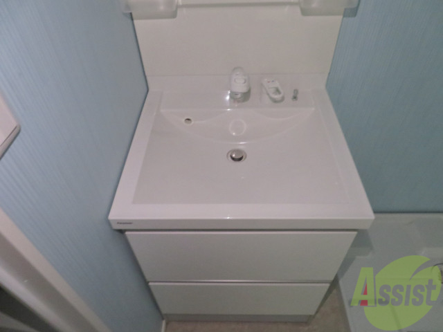 洗面設備　洗面台はこちらのシャンプードレッサー付きになりますね。