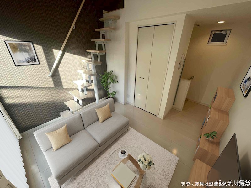 居室・リビング　実際に家具家電は設置されておりません。