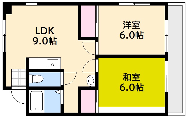 広島電鉄横川線 横川駅 徒歩10分 5階建 築42年の間取り写真