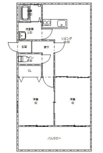 蒲郡市竹谷町のマンションの間取り