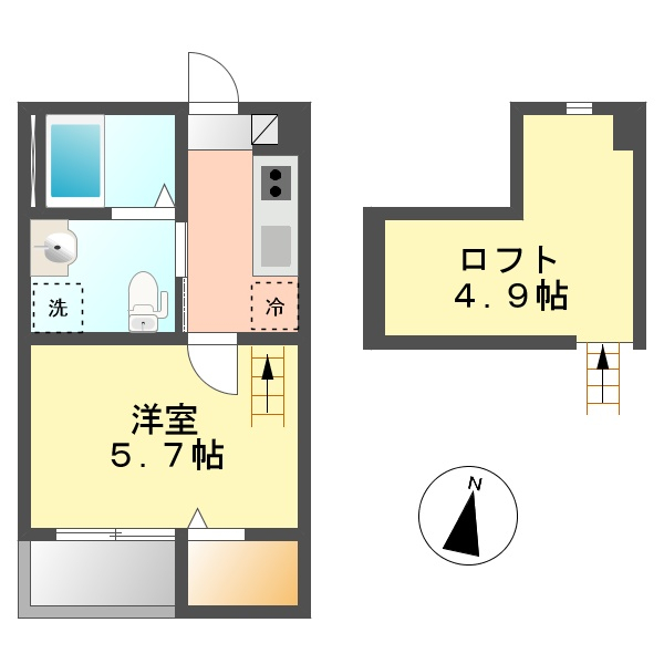 名古屋市西区平中町のアパートの間取り