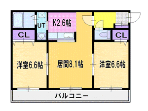 札幌市厚別区厚別町上野幌のマンションの間取り