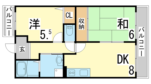 神戸市須磨区千歳町のマンションの間取り