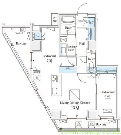 港区南青山のマンションの間取り