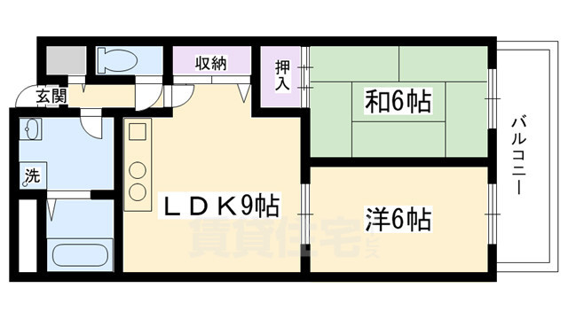 京都市右京区太秦上ノ段町のマンションの間取り