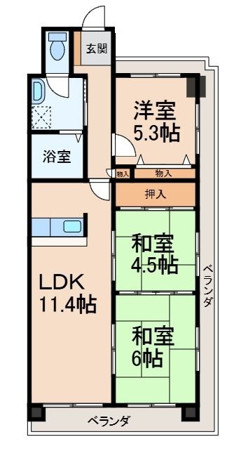 サンライズマンション岩出５壱番館の間取り