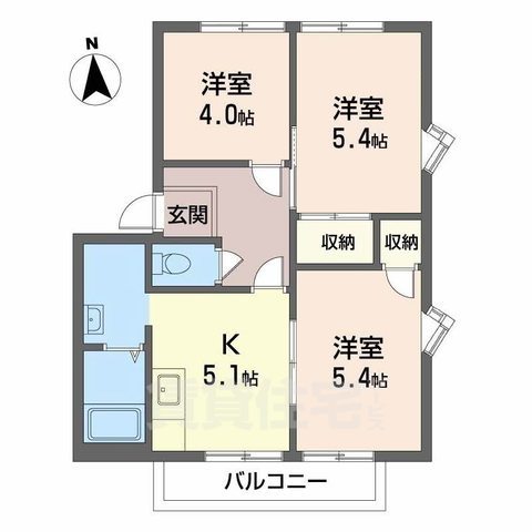 奈良市左京のアパートの間取り