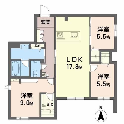 福岡市早良区西新のマンションの間取り