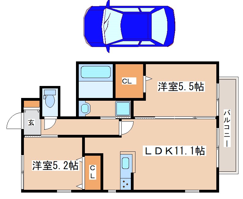 明石市松江のアパートの間取り