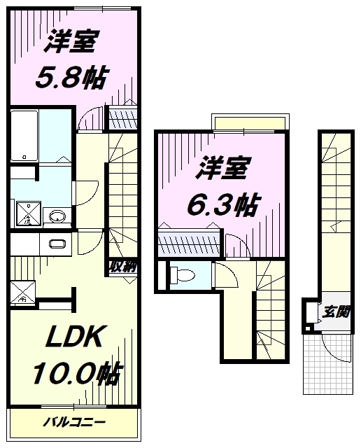 西多摩郡瑞穂町大字二本木のアパートの間取り