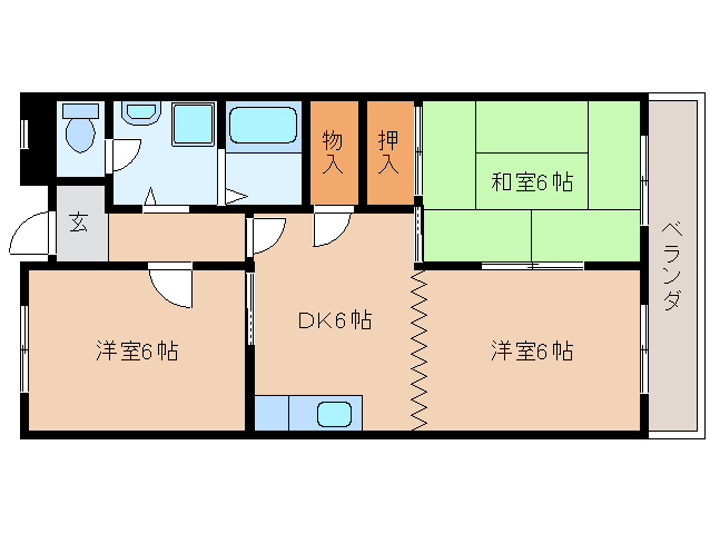 大和高田市大中南町のマンションの間取り