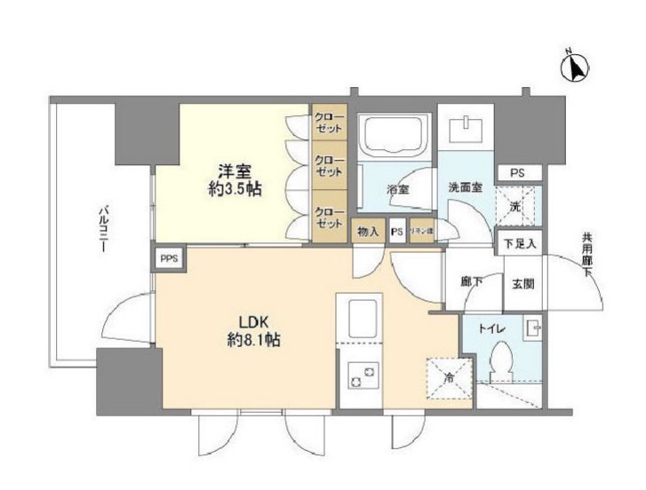 港区東麻布のマンションの間取り