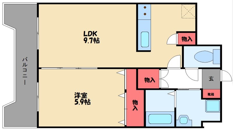 福岡市東区箱崎のマンションの間取り