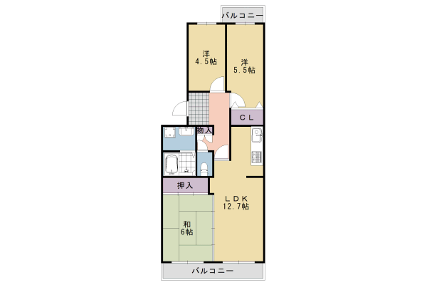 亀岡市千代川町今津のマンションの間取り