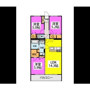 (仮称)プレアL河東の間取り