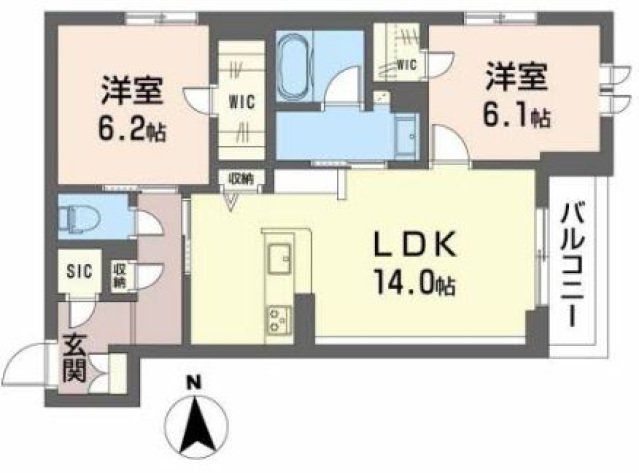 東大阪市若江本町のマンションの間取り