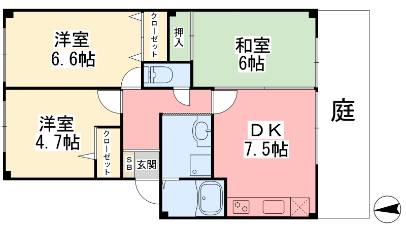 フォブール畑寺公園 C棟の間取り