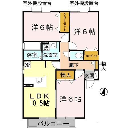 西脇市野村町茜が丘のアパートの間取り