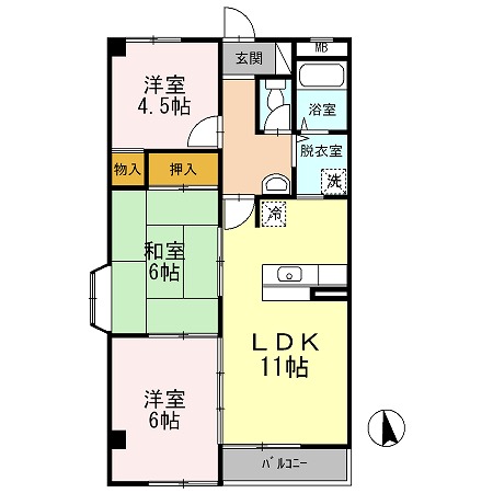 加西市北条町古坂のアパートの間取り