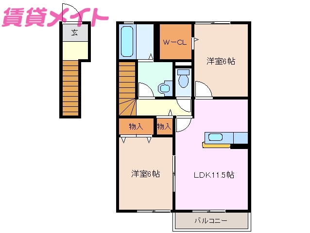 【四日市市楠町小倉のアパートの間取り】