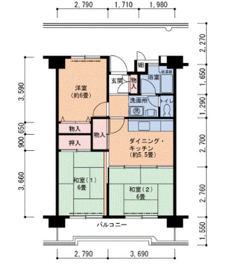 リバーサイドもりぐちの間取り