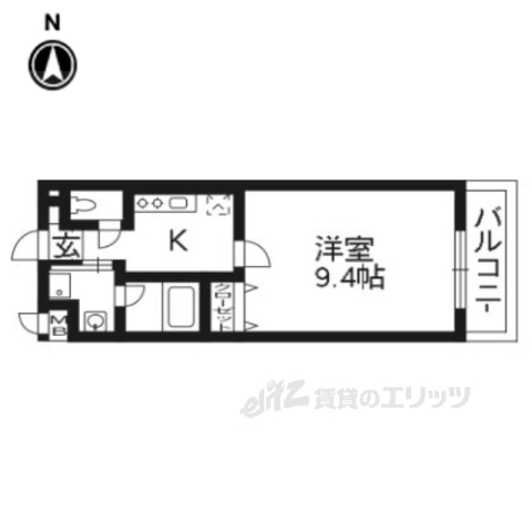 【京都市右京区西院西貝川町のアパートの間取り】