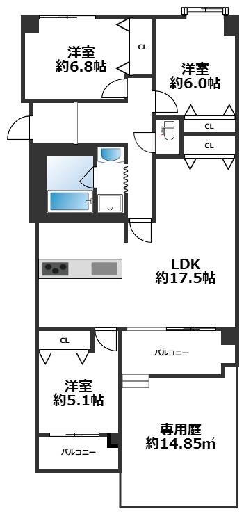 神戸市須磨区車のマンションの間取り