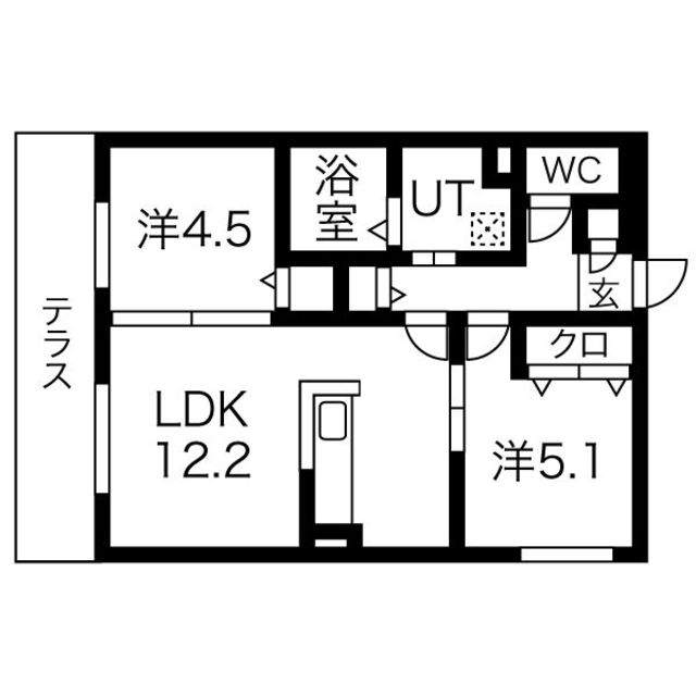 京都市右京区山ノ内山ノ下町のアパートの間取り