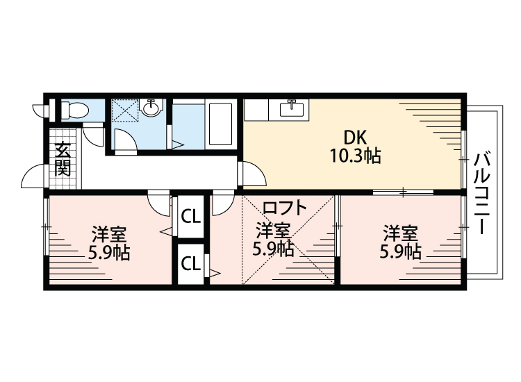 安城市住吉町のアパートの間取り