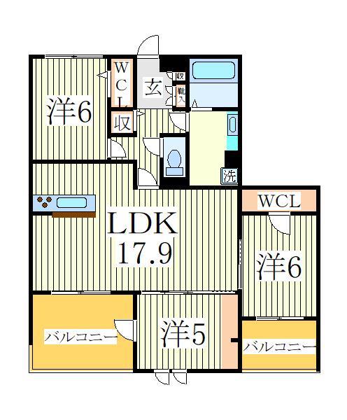 流山市市野谷のアパートの間取り