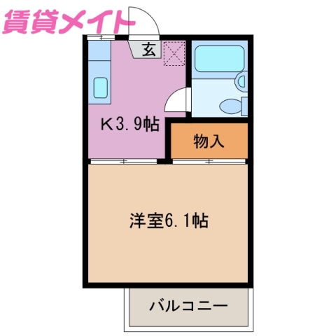 メゾンシャルマン　Ａの間取り