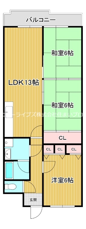 寝屋川市対馬江東町のマンションの間取り