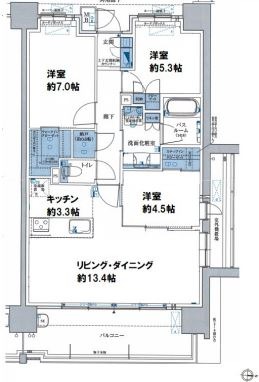 倉敷市阿知のマンションの間取り