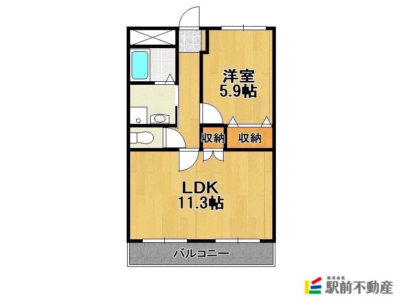 久留米市三潴町西牟田のアパートの間取り