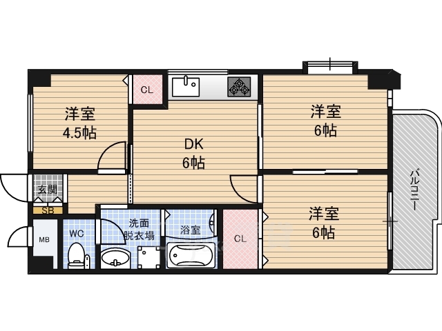 大阪市北区大淀中のマンションの間取り