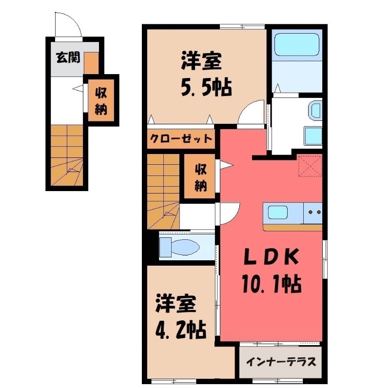 下野市石橋のアパートの間取り